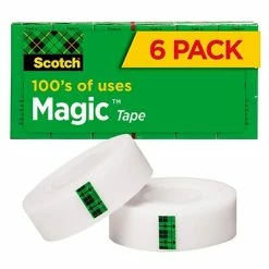 Promo 🌟 Invisible Tape Scotch® Magic™ Tape Refill, Invisible, Write On, Matte Finish, 3/4" X 36 Yds., 1" Core, 6 Rolls (810-6PK) 🌟