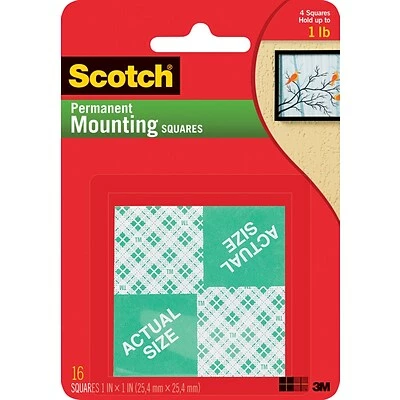 Outlet 🧨 Mounting Tabs Scotch® Permanent Heavy Duty Mounting Squares, 1" X 1", 16/Pack 😉 1 Outlet 🧨 Mounting Tabs Scotch® Permanent Heavy Duty Mounting Squares, 1" X 1", 16/Pack 😉