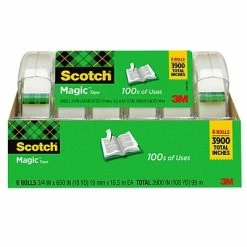 Coupon 😍 Invisible Tape Scotch® Magic™ Tape With Refillable Dispenser, Invisible, Write On, Matte Finish, 3/4" X 18.05 Yds., 1" Core, 6 Rolls (6122MP) 🧨
