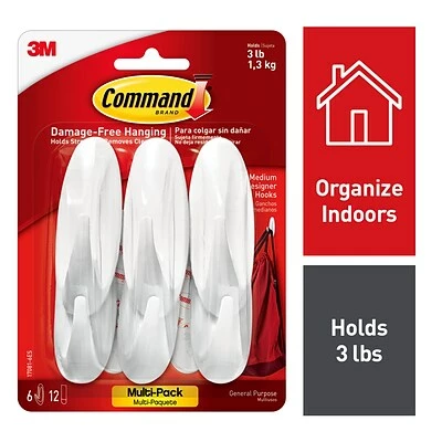 Flash Sale ❤️ Command™ Adhesive Hooks Command™ Medium Designer Hooks Value Pack, White, 6 Hooks (17081-6ES) ⭐ 2 Flash Sale ❤️ Command™ Adhesive Hooks Command™ Medium Designer Hooks Value Pack, White, 6 Hooks (17081-6ES) ⭐ - Image 2