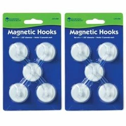 Hot Sale đ Hooks & Hanging Strips Learning Resources Magnetic Hooks, 1.25" Diameter, White, 5 Per Pack, 2 Packs (LER2698-2) đ