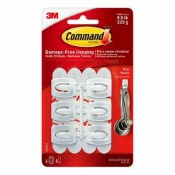 Cheapest 😀 Command™ Adhesive Hooks Command™ Mini Hooks, White, 6 Hooks (17006ES) 🧨