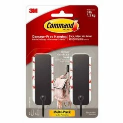 Best Sale ✔️ Hooks & Hanging Strips Command™ Medium Designer Hooks, Matte Black, 2 Hooks/Pack (17034MB-2ES) 🔔