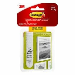 Promo 👍 Command™ Picture Hanging And Poster Strips Command™ Large Picture Hanging Strips, White, 12 Sets Of Strips/Pack (17206-12ES) 👏