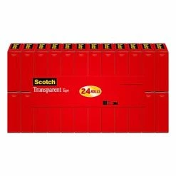 Wholesale 🔥 Clear Tape Scotch® Transparent Tape Refill, Crystal Clear Clarity Finish, Glossy, 3/4" X 27.77 Yds., 1" Core, 24 Rolls (600K24) 🤩