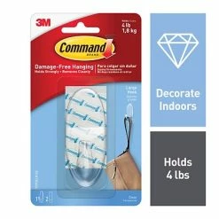 Best Sale ✔️ Command™ Clear Hooks Command™ Large Clear Hook With Clear Strips, 1/Pack 😀