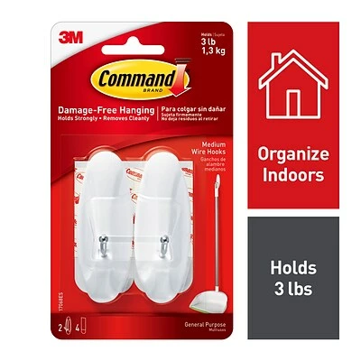 Cheapest đ Command⢠Adhesive Hooks Command⢠Medium Wire Hooks, White, 2/Pack (17068) đ 2 Cheapest đ Command⢠Adhesive Hooks Command⢠Medium Wire Hooks, White, 2/Pack (17068) đ - Image 2