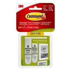 Deals ❤️ Command™ Picture Hanging And Poster Strips Command™ Small And Medium Picture Hanging Strips, White, 8 Medium And 4 Small Sets/Pack (17203-ES) ✨