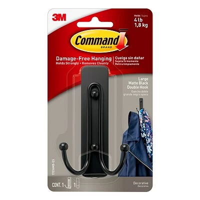 Deals ✨ Hooks & Hanging Strips Command™ Large Double Hook, Matte Black, 1 Hook, 1 Strip/Pack (17036MB-ES) 🔥 1 Deals ✨ Hooks & Hanging Strips Command™ Large Double Hook, Matte Black, 1 Hook, 1 Strip/Pack (17036MB-ES) 🔥