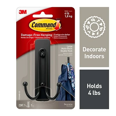Deals ✨ Hooks & Hanging Strips Command™ Large Double Hook, Matte Black, 1 Hook, 1 Strip/Pack (17036MB-ES) 🔥 2 Deals ✨ Hooks & Hanging Strips Command™ Large Double Hook, Matte Black, 1 Hook, 1 Strip/Pack (17036MB-ES) 🔥 - Image 2