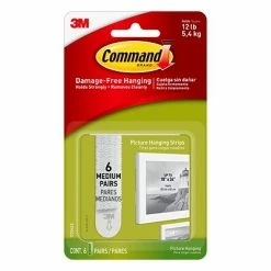 Promo 😉 Command™ Picture Hanging And Poster Strips Command™ Medium Picture Hanging Strips, White, 6 Sets (17204ES) ⭐