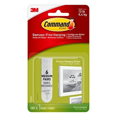 Promo đ Command⢠Picture Hanging And Poster Strips Command⢠Medium Picture Hanging Strips, White, 6 Sets (17204ES) â 1 Promo đ Command⢠Picture Hanging And Poster Strips Command⢠Medium Picture Hanging Strips, White, 6 Sets (17204ES) â