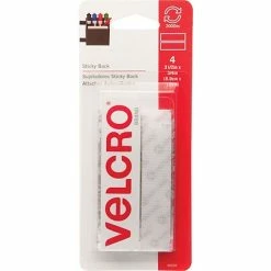 Promo ✔️ Hook And Loop Fasteners Velcro Strips 3 1/2" X 3/4" Hook & Loop Fastener With Adhesive, White, 4/Pack (VEC90076) 🔥