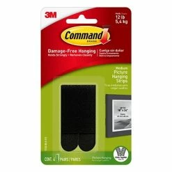 New 👍 Command™ Picture Hanging And Poster Strips Command™ Medium Picture Hanging Strips, Black, 4 Sets (17201BLK-ES) 🤩