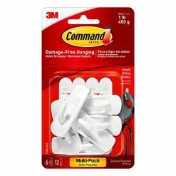 Best deal 🥰 Command™ Adhesive Hooks Command™ Small Utility Hooks Value Pack, White, 6 Hooks (17002-6ES) 🧨