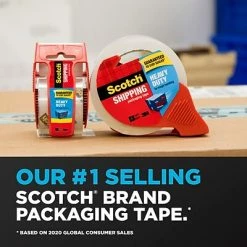 Cheap 👏 Acrylic Tape Scotch® Heavy Duty Shipping Packaging Tape, 1.88" X 38.2 Yds., Clear, 2 Rolls (3850S-2-1RD) 😀 -Tape Fasteners & Adhesives Sales unnamed file 2095