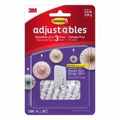 Hot Sale đŻ Command⢠Adhesive Hooks Command⢠Adjustables⢠Small Repositionable Hooks, Clear, 14 Hooks/Pack (17830CLR-14ES) đŻ