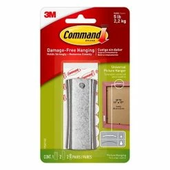 Cheap 🥰 Command™ Picture Hanging And Poster Strips Command™ Universal Picture Hanger W/ Stabilizer Strips, Silver (17047-ES) 👏