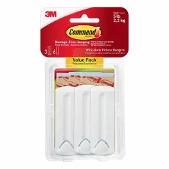 Hot Sale 𼰠Command⢠Picture Hanging And Poster Strips Command⢠Wire-Backed Picture Hanging Hooks, White, 3 Hangers (17043-ES) đ