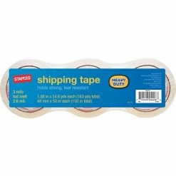 Top 10 🌟 Staples Hot Melt Tapes Heavy Duty Shipping Packing Tape, 1.88" X 54.6 Yds, Clear, 3/Pack (601375) 🛒