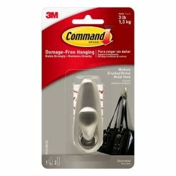 Brand new 🧨 Command™ Decorative Hooks Command™ Medium Forever Classic Hook, Brushed Nickel (FC12-BN-ES) 😀
