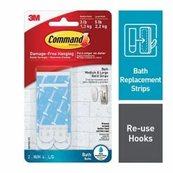 New 🛒 Command™ Picture Hanging And Poster Strips Command™ Assorted Water Resistant Refill Strips, Blue, 2 Medium And 4 Large Strips (BATH22-ES) 🔥