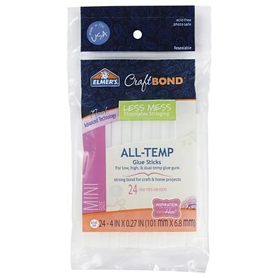 Budget đ Glue & Glue Sticks Elmer's CraftBond Less Mess 4in. All-Temp Mini Glue Sticks 24 Ct., 24/Box, Clear (E6055) âď¸ 1 Budget đ Glue & Glue Sticks Elmer's CraftBond Less Mess 4in. All-Temp Mini Glue Sticks 24 Ct., 24/Box, Clear (E6055) âď¸