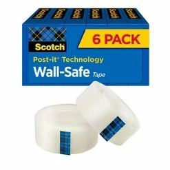 Cheapest 🔔 Clear Tape Scotch® Wall-Safe Tape, 3/4" X 22.22 Yds., 6 Rolls/Pack (813S6) 🎉