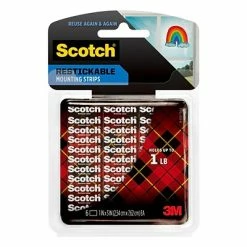 Best Sale ✔️ Hooks & Hanging Strips Scotch Restickable Strips, 1" X 3", Clear, 6/Pack 🛒