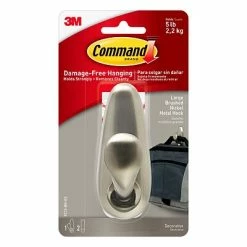 Discount 😍 Command™ Decorative Hooks Command™ Large Forever Classic Hook, Brushed Nickel (FC13-BN-ES) 😍