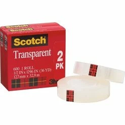 Discount 👏 Clear Tape Scotch® Transparent Tape, Crystal Clear Clarity Finish, Glossy, 1/2" X 36 Yds., 1" Core, 2 Rolls (600H2) ✔️ -Tape Fasteners & Adhesives Sales unnamed file 2753