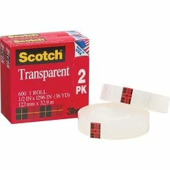 Discount 👏 Clear Tape Scotch® Transparent Tape, Crystal Clear Clarity Finish, Glossy, 1/2" X 36 Yds., 1" Core, 2 Rolls (600H2) ✔️ -Tape Fasteners & Adhesives Sales unnamed file 2754