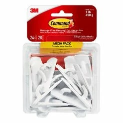 New 😀 Command™ Adhesive Hooks Command™ Small Utility Hook Mega Pack, White, 24 Hooks (17002-MPES) 🥰