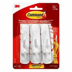 Buy 🤩 Command™ Adhesive Hooks Command™ Medium Utility Hooks Value Pack, White, 6 Hooks (17001-6ES) 🔔