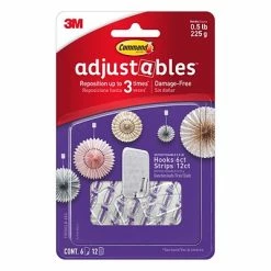 Hot Sale ⨠Command⢠Adhesive Hooks Command⢠Adjustables⢠Repositionable Mini Fasteners, 6 Hooks/Pack (17830CLR-6ES) đ