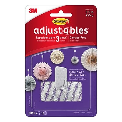 Hot Sale ✨ Command™ Adhesive Hooks Command™ Adjustables™ Repositionable Mini Fasteners, 6 Hooks/Pack (17830CLR-6ES) 🎉 1 Hot Sale ✨ Command™ Adhesive Hooks Command™ Adjustables™ Repositionable Mini Fasteners, 6 Hooks/Pack (17830CLR-6ES) 🎉