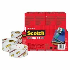 Best Pirce ⭐ Clear Tape Scotch® Book Tape, Transparent, Value Pack, Various Widths In Sizes, 3" Core, 8 Rolls (845-VP) 🎁