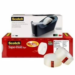 Best deal 👍 Clear Tape Scotch® Super-Hold Tape W/Dispenser, Transparent, Crystal Clear Finish, 3/4" X 27.7 Yds., 1" Core, 10 Rolls (700K10C18BLK) 👍