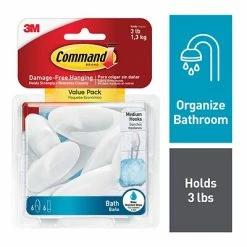 Flash Sale đ Hooks & Hanging Strips Command⢠Medium Bath Hooks Value Pack, White, 6 Hooks (BATH18-6ES) đ¤Š