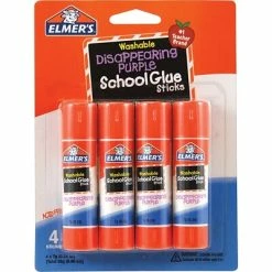 Buy ⭐ Elmer's WashableRemovable Glue Sticks, .24 Oz., Purple, 4/Pack (E543) ✔️
