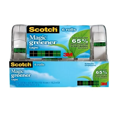 Hot Sale ✔️ Scotch® Magic™ Greener Invisible Tape With Dispenser, 3/4" X 16.67 Yds., 6 Rolls (6123) 👍 1 Hot Sale ✔️ Scotch® Magic™ Greener Invisible Tape With Dispenser, 3/4" X 16.67 Yds., 6 Rolls (6123) 👍