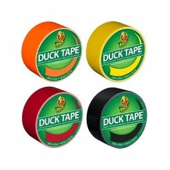 Budget 😀 Duck Heavy Duty Duct Tape Set, 1.88" X 20 Yds./1.88" X 15 Yds., Yellow/Black/Red/Neon Orange, 4 Rolls/Pack (DUCKOYRB-STP) 🌟