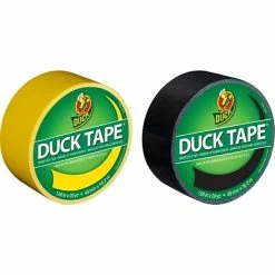 Best Sale 👏 Duck Heavy Duty Duct Tapes, 1.88" X 20 Yds., Black/Yellow, 2 Rolls/Pack (DUCKYWBK-STP) 🥰