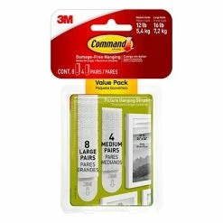 Buy ❤️ Command™ Picture Hanging And Poster Strips Command™ Medium And Large Picture Hanging Strips, White, 4 Medium And 8 Large Sets/Pack (17209-ES) 💯