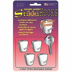 Budget 😉 StikkiWorks Stikki Wax Removable Reusable Stikki Hooks, White, 4/pkg 🌟