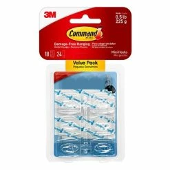 New 🔔 Command™ Clear Hooks Command™ Mini Hooks Value Pack, Clear, 18 Hooks (17006CLR-VP) 🛒