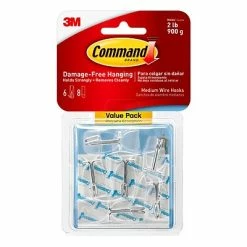 Flash Sale ⭐ Command™ Adhesive Hooks Command™ Clear Medium Wire Hook Value Pack, 6 Hooks (17065CLR-6ES) ❤️