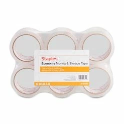 Best Sale 🔔 Hot Melt Tapes Staples Economy Grade Packaging Tape, 1.89" X 54.6 Yds., Clear, 6 Rolls (ST-A18SIMP) 😀