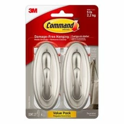 Cheapest 🔔 Hooks & Hanging Strips Command Traditional Large Hooks, Brushed Nickel, 2 Hooks, 4 Strips/Pack (17053BN-2VPES) 🎁
