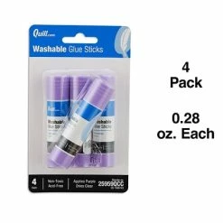 Discount ✔️ Quill Brand Washable Glue Sticks, 0.28 Oz., Purple, 4/Pack (25959-QCC) 🎉